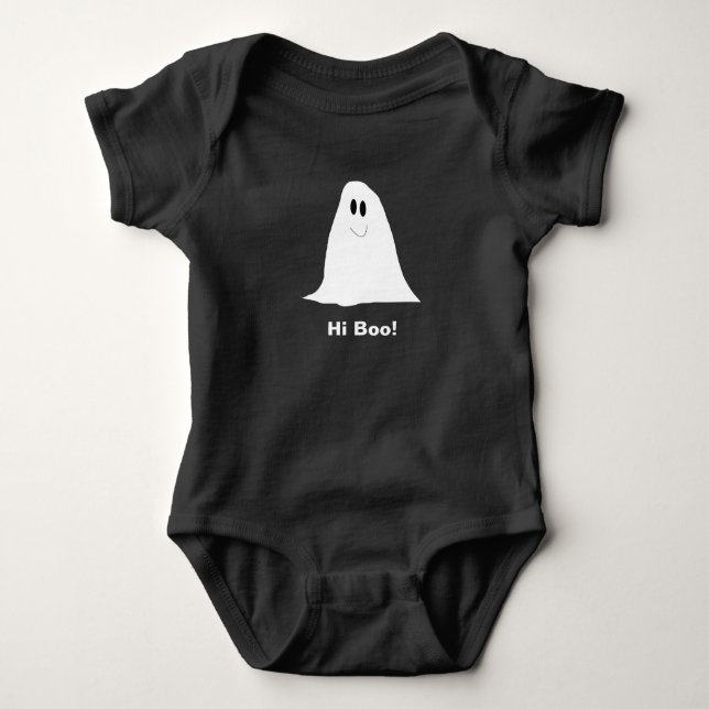 Lycklig leende spöke tecknad Hi Boo T Shirt (Framsida)