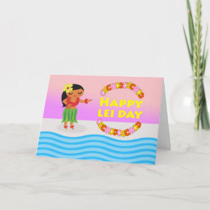 Lycklig Leidag hawaiansk majdag, Hula dansare Kort