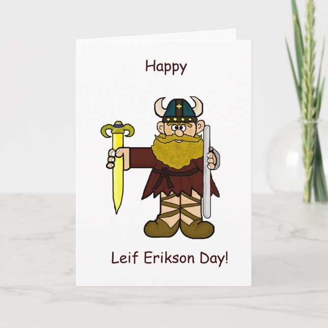 Lycklig Leif Erikson Day Greeting Card Helgkort (Framsida)