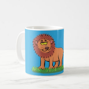 Lycklig lejon med tecknad av fjäril kaffemugg