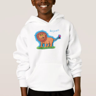Lycklig lejon med tecknad av fjäril t shirt