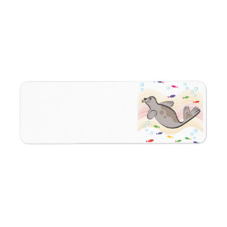 Lycklig lejona returadress etikett