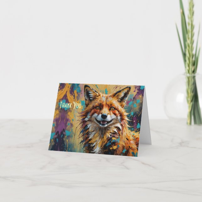 Lycklig Lekande fox-målarplatter Tack Kort (Framsida)