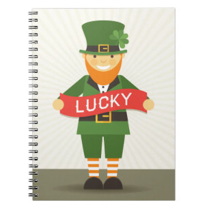 lycklig leprechaun anteckningsbok med spiral