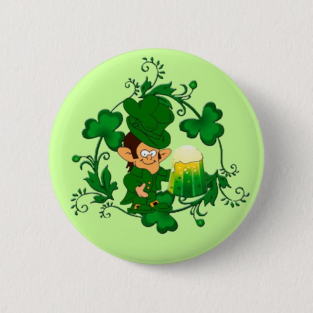 Lycklig Leprechaun Button Knapp (Framsida)