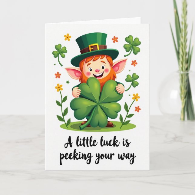 Lycklig Leprechaun Glädjekort Kort (Framsida)