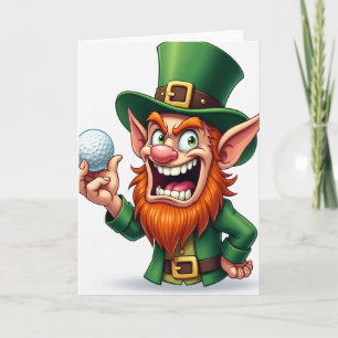 Lycklig Leprechaun Golfbollskort Kort