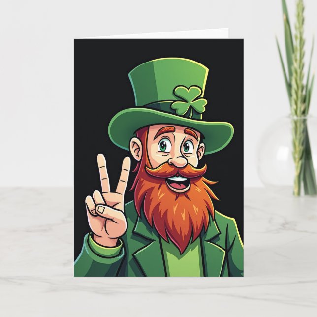 Lycklig Leprechaun Grön Mönsterkort Kort (Framsida)