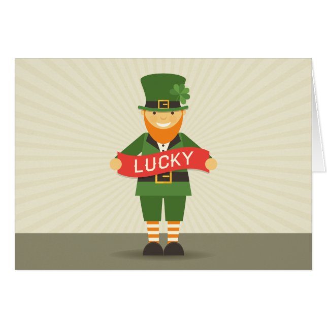 lycklig leprechaun hälsningskort (Framsidan Horizontal)