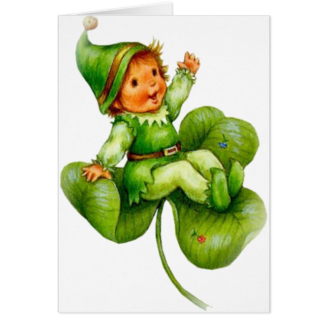 Lycklig Leprechaun Hälsningskort (Framsidan)
