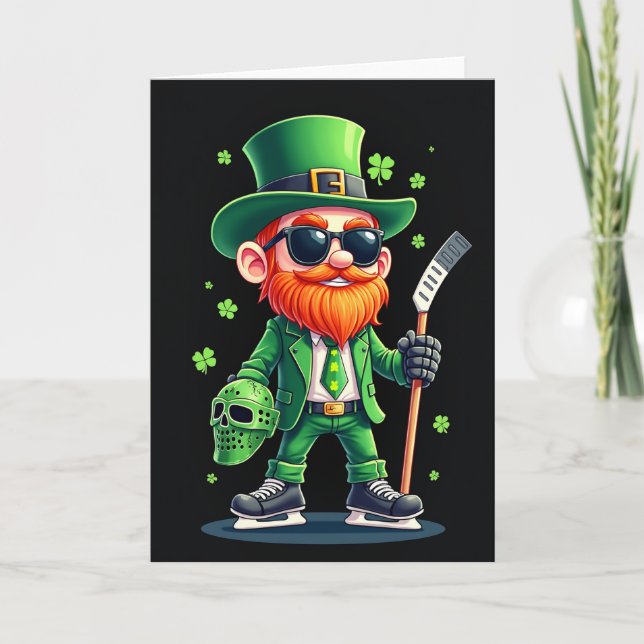 Lycklig Leprechaun Hockey Stjärnkort Kort (Framsida)