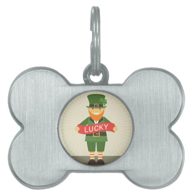 lycklig leprechaun ID-bricka husdjur (Framsidan)