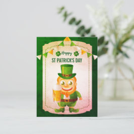 Lycklig Leprechaun Irländskt Leende St. Patrick's Helg Vykort