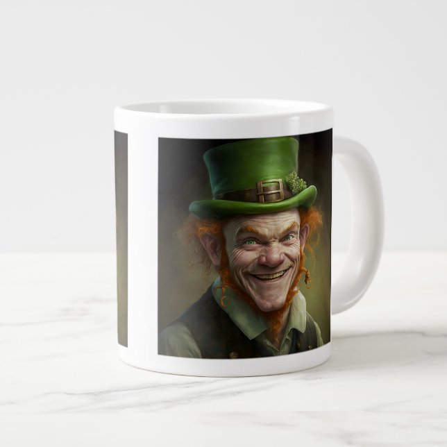 Lycklig Leprechaun Jumbo Mugg (Framsida höger)