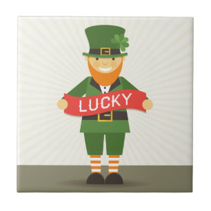lycklig leprechaun kakelplatta