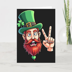 Lycklig Leprechaun Leende Konstkort Kort