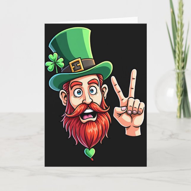Lycklig Leprechaun Leende Konstkort Kort (Framsida)
