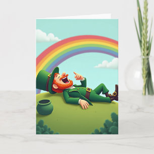 Lycklig Leprechaun-leende kort