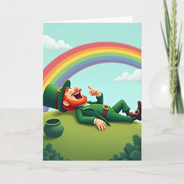 Lycklig Leprechaun-leende kort (Framsida)