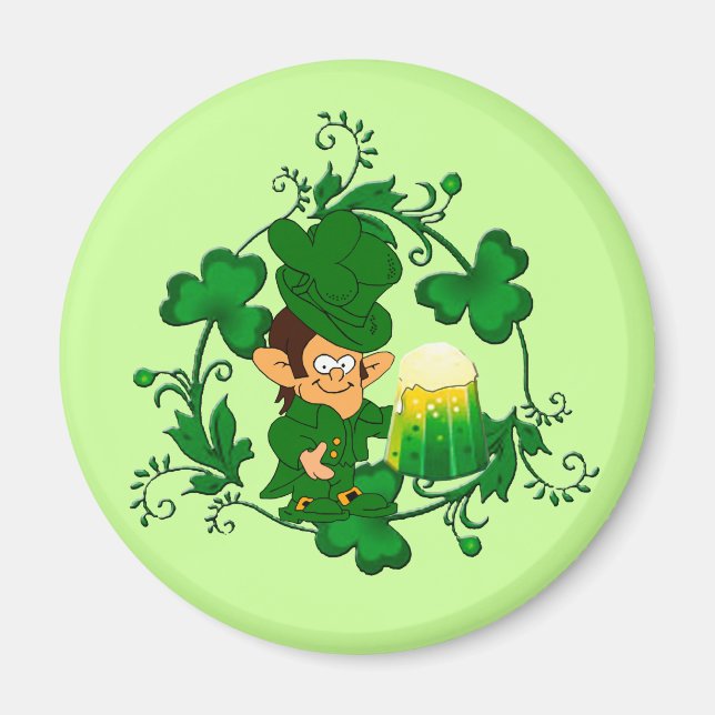 Lycklig Leprechaun Magnet (Framsidan)