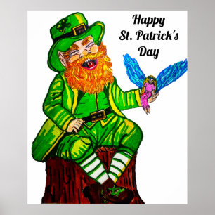LYCKLIG LEPRECHAUN OCH FAIRY FRIEND POSTER