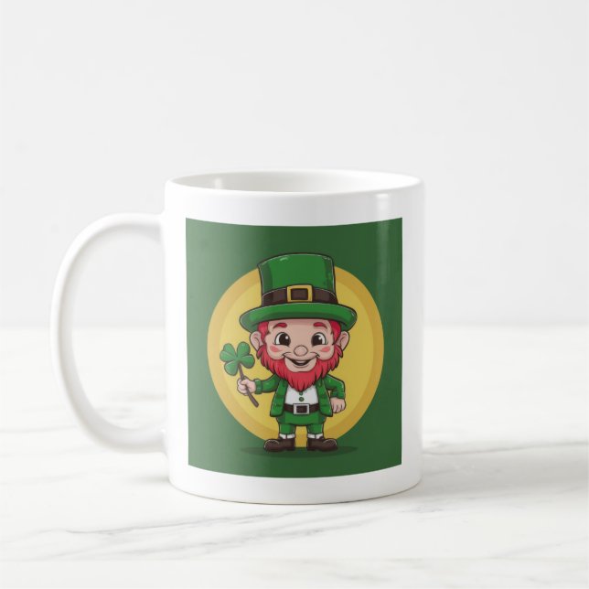 Lycklig Leprechaun och Klöver Kaffemugg (Vänster)