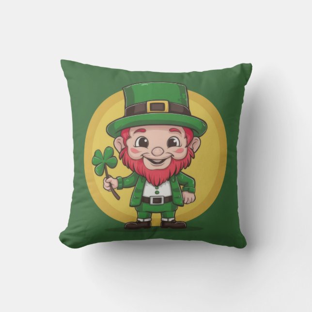 Lycklig Leprechaun och Klöver Kudde (Framsida)