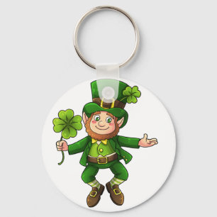 Lycklig Leprechaun och Shamrock Nyckelring