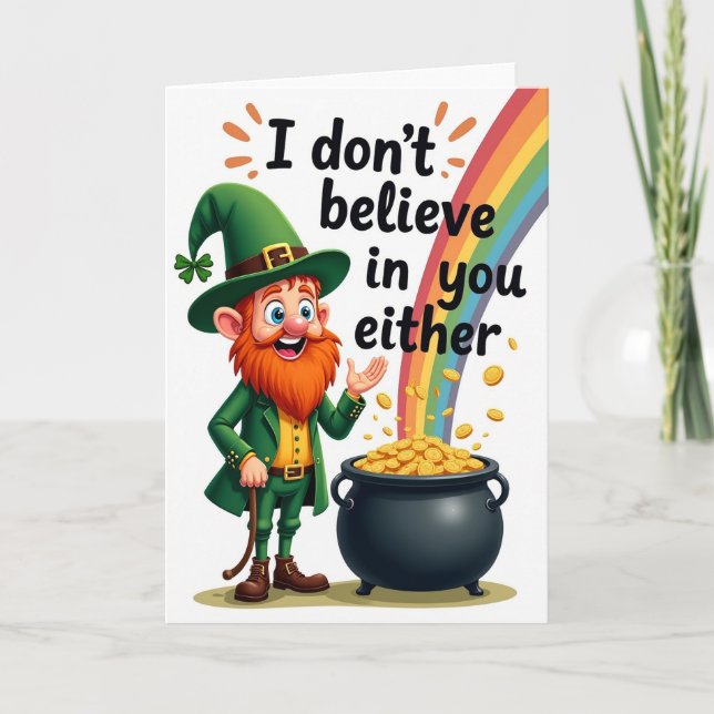Lycklig Leprechaun Rolig Irländskt Kort (Framsida)