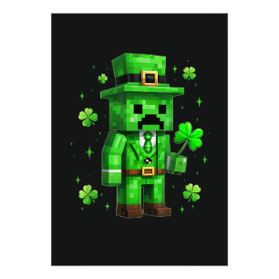 Lycklig Leprechaun Roligt St Patrick's Day Videosp Fototryck