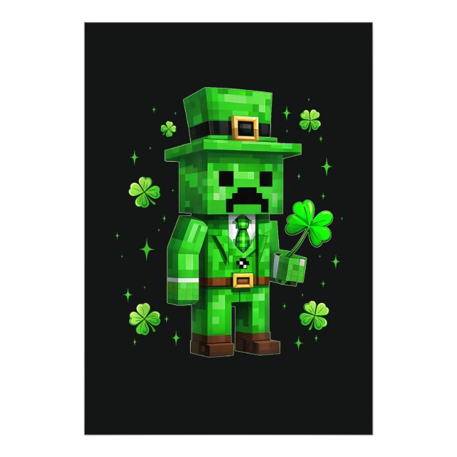 Lycklig Leprechaun Roligt St Patrick's Day Videosp Fototryck (Framsidan)