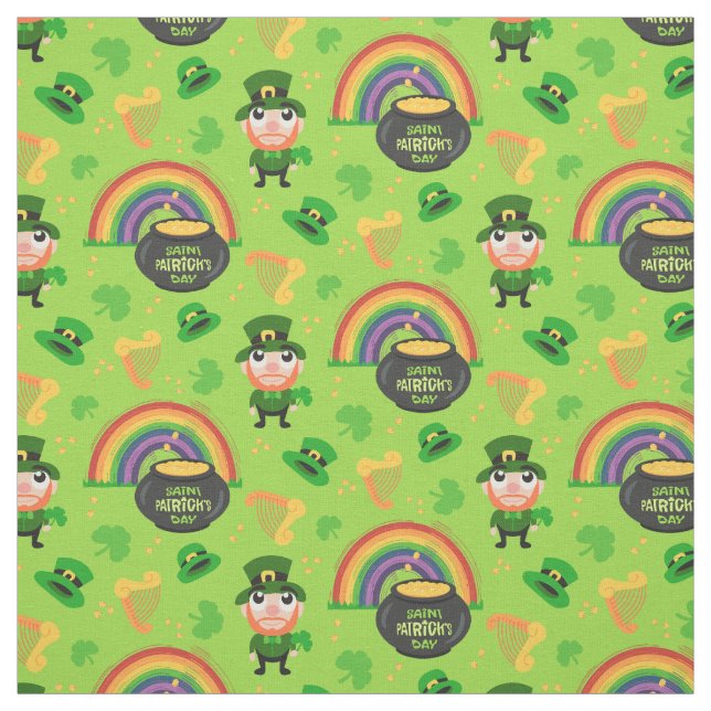 Lycklig Leprechaun - St. Patricks dag mönster Tyg (Provkarta)