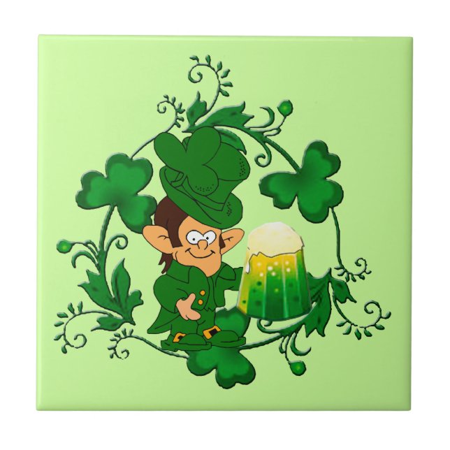 Lycklig Leprechaun Tile Kakelplatta (Framsidan)