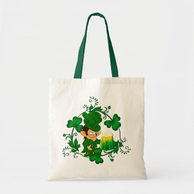 Lycklig Leprechaun Tote Bag Tygkasse (Framsidan)