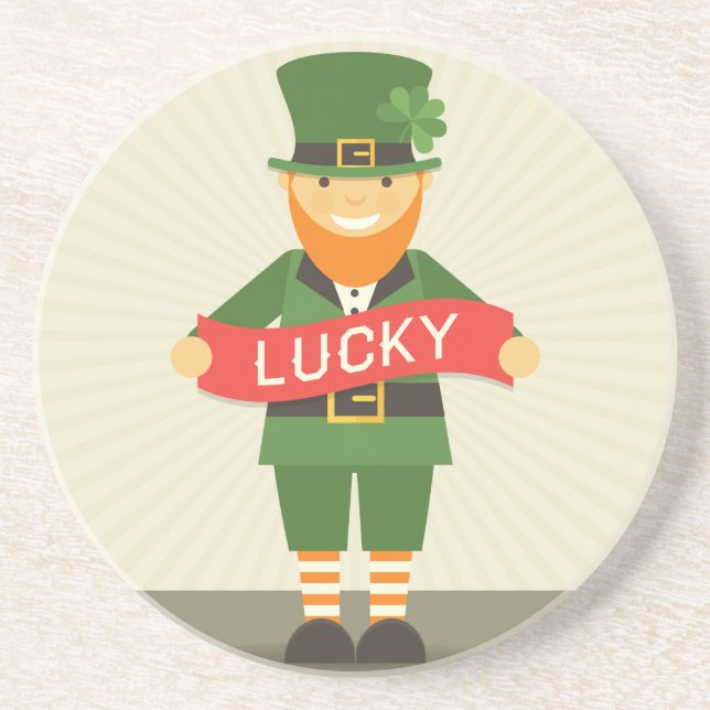 lycklig leprechaun underlägg sandsten (Framsidan)