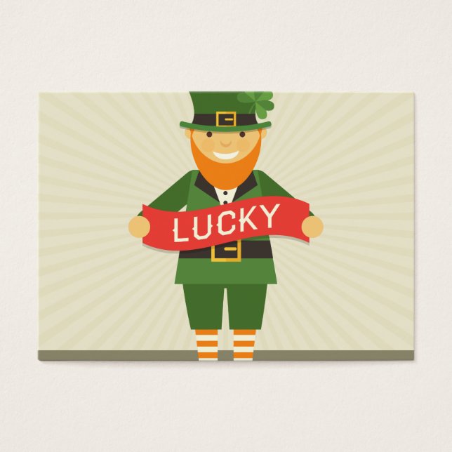 lycklig leprechaun visitkort (Framsidan)