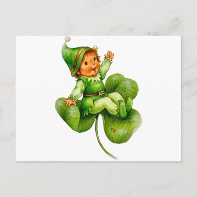 Lycklig Leprechaun Vykort (Framsida)