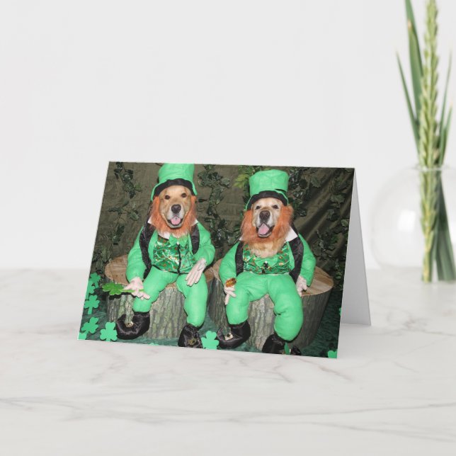 Lycklig leprechauns för guld- Retriever Kort (Framsida)