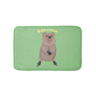 Lycklig ler söt quokka tecknad design badrumsmatta
