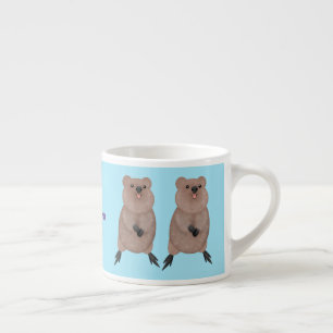 Lycklig ler söt quokka tecknad design espressomugg