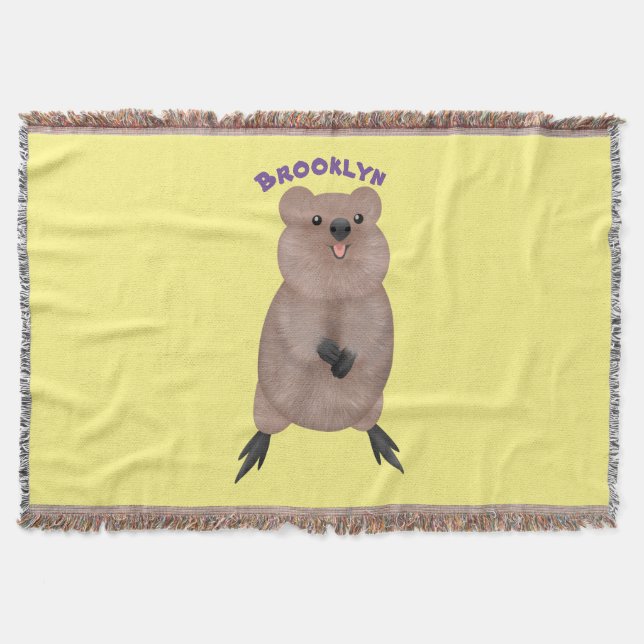 Lycklig ler söt quokka tecknad design filt (Framsidan)