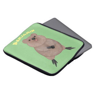 Lycklig ler söt quokka tecknad design laptop fodral