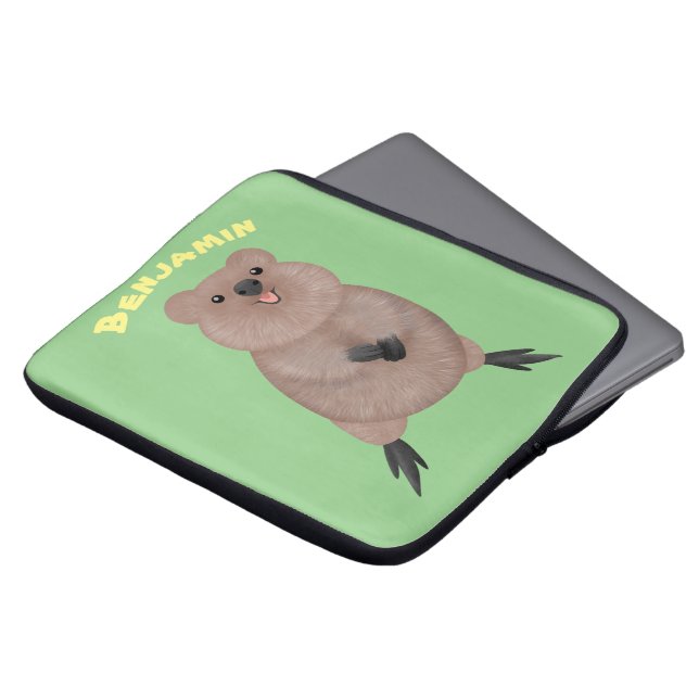 Lycklig ler söt quokka tecknad design laptop fodral (Framsida topp)