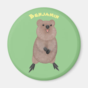 Lycklig ler söt quokka tecknad design magnet