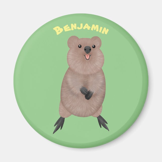 Lycklig ler söt quokka tecknad design magnet (Framsidan)