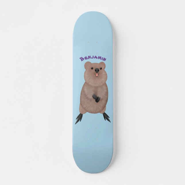 Lycklig ler söt quokka tecknad design mini skateboard bräda 18,5 cm (Framsida)