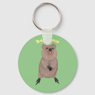 Lycklig ler söt quokka tecknad design nyckelring