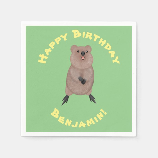 Lycklig ler söt quokka tecknad design pappersservett (Framsidan)