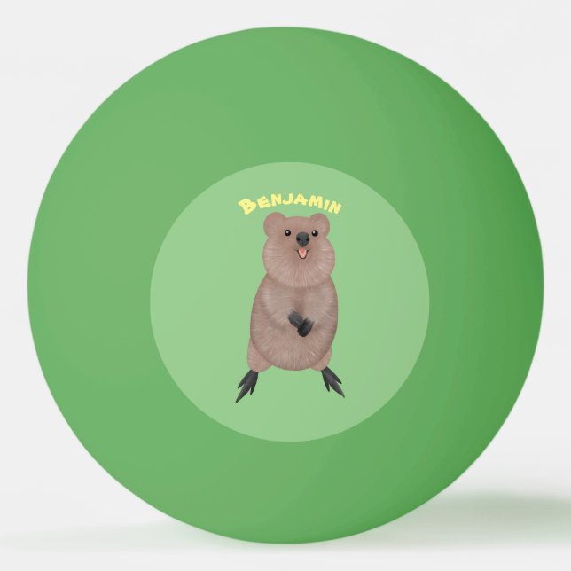Lycklig ler söt quokka tecknad design pingisboll (Framsidan)