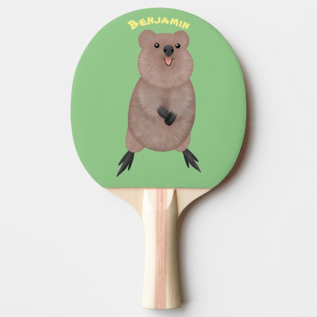 Lycklig ler söt quokka tecknad design pingisracket (Framsidan)